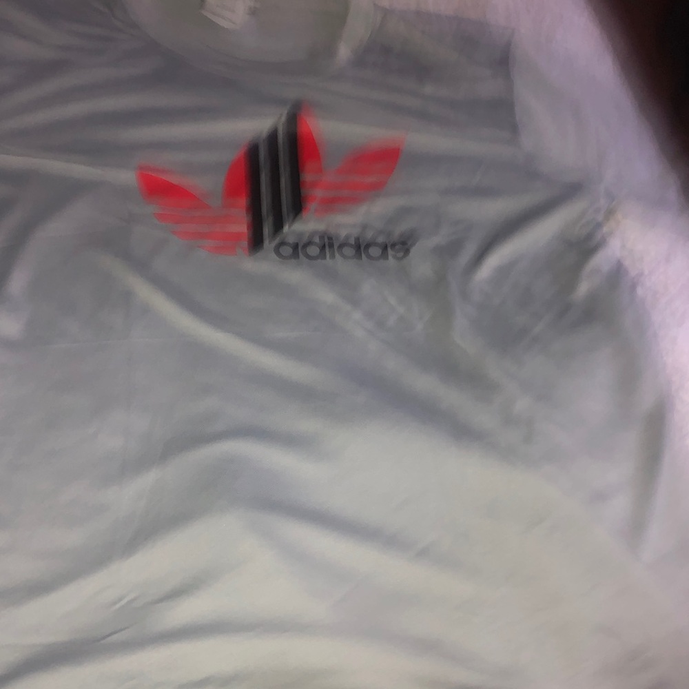 adidas Short Sleeve Crew Tee in Light Gray with Red Logo